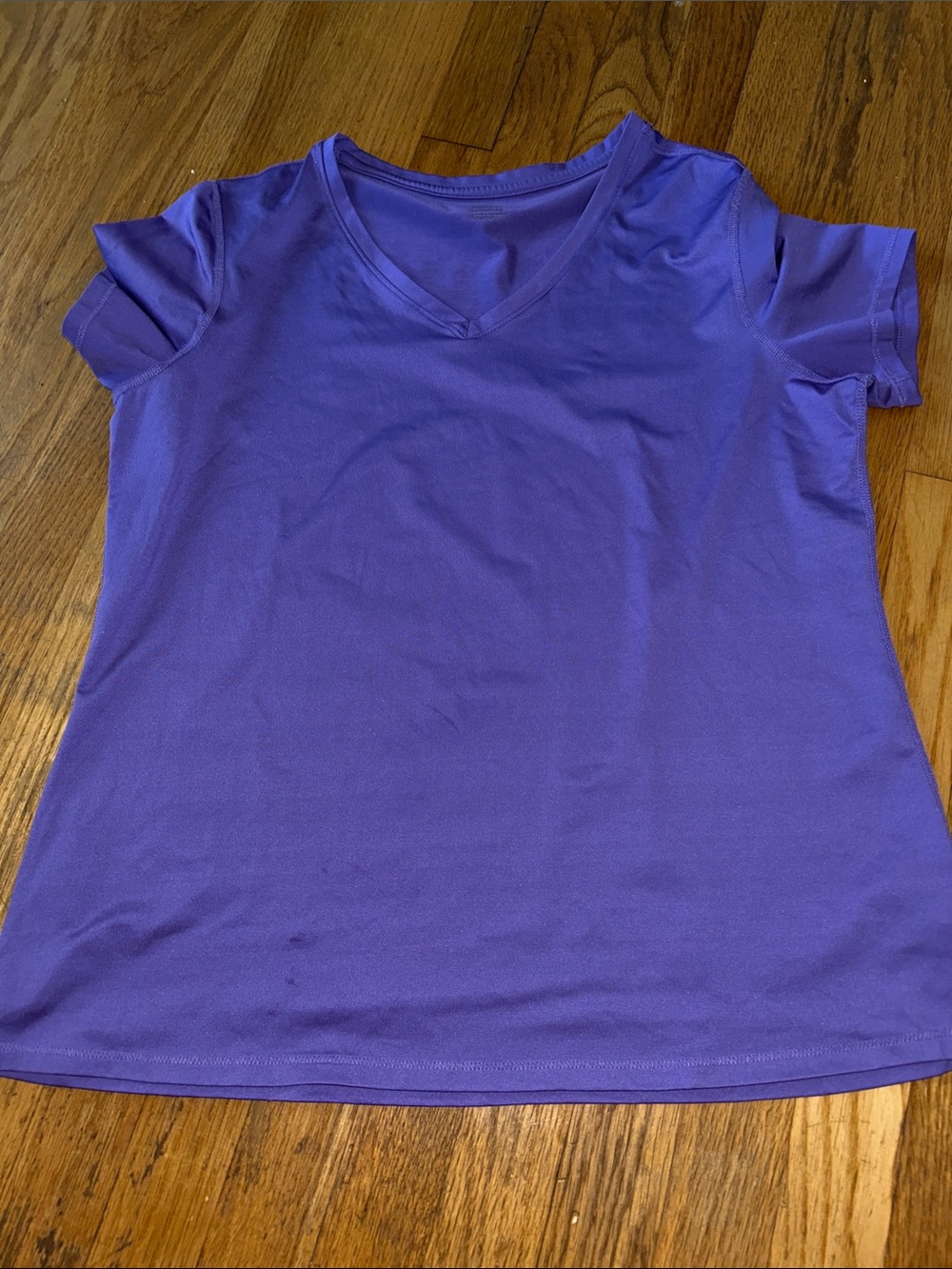Purple V-Neck Short Sleeve Women's Top. Workout top
